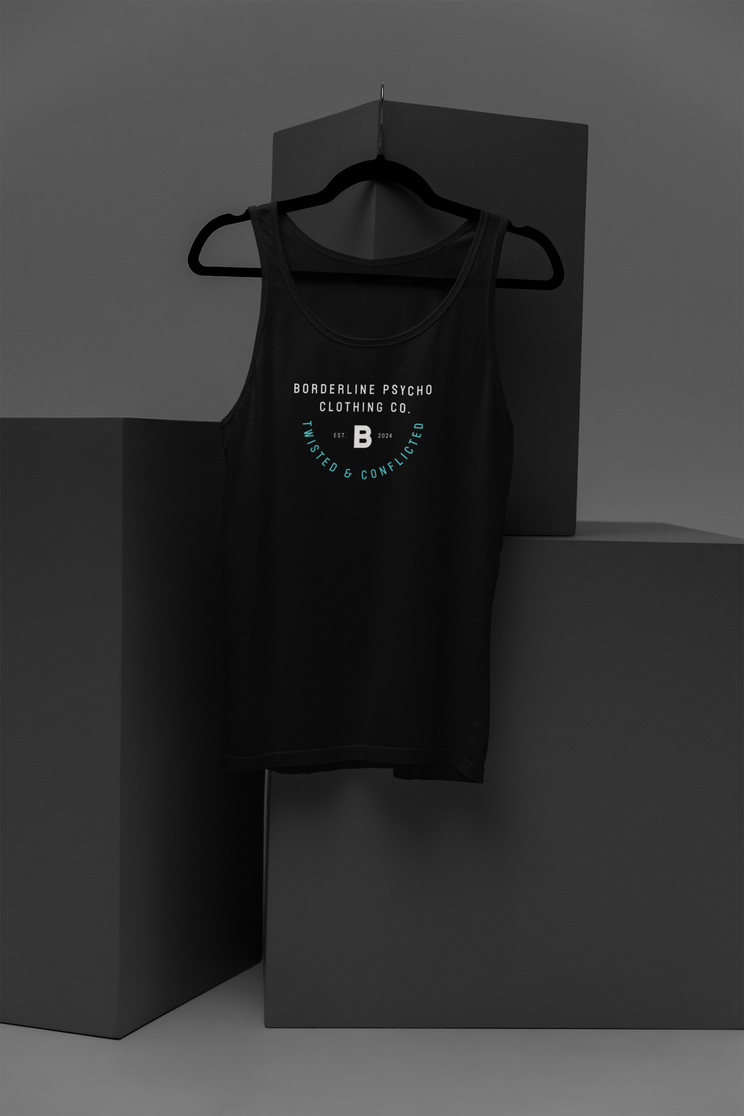 Borderline Psycho Black Tank Top- Men's - Classic Logo