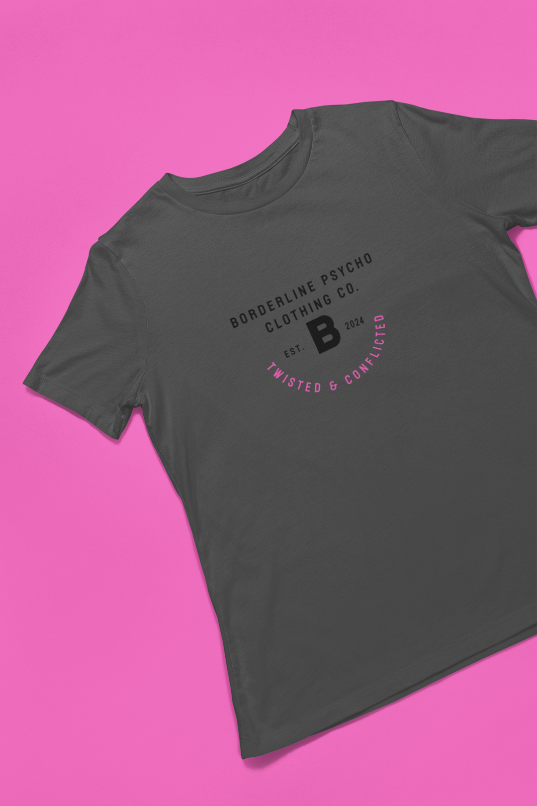 Borderline Psycho Asphalt T-Shirt Women's - Black/Pink Logo