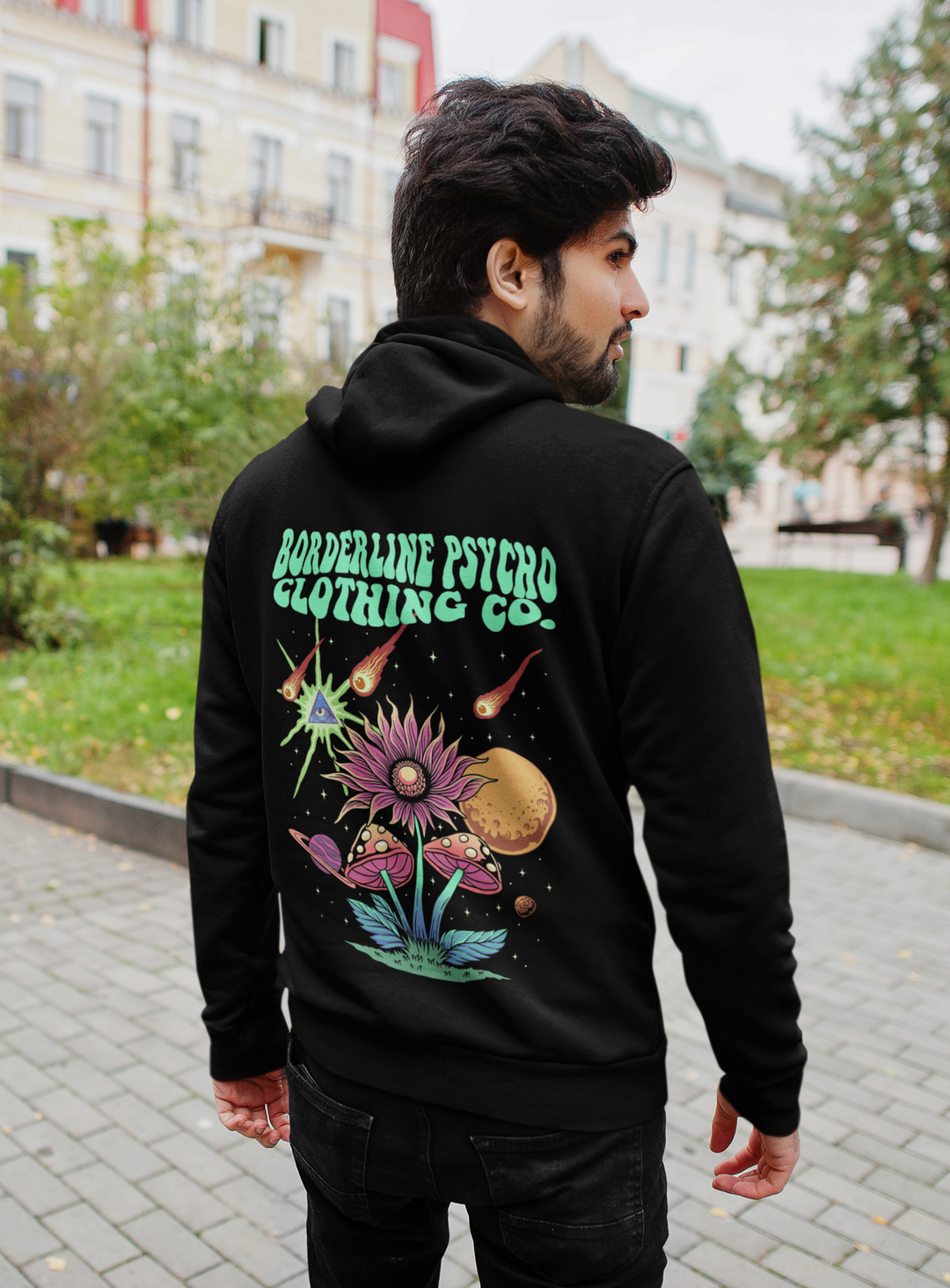 Fire and Flowers Borderline Psycho Hooded Sweatshirt - Unisex