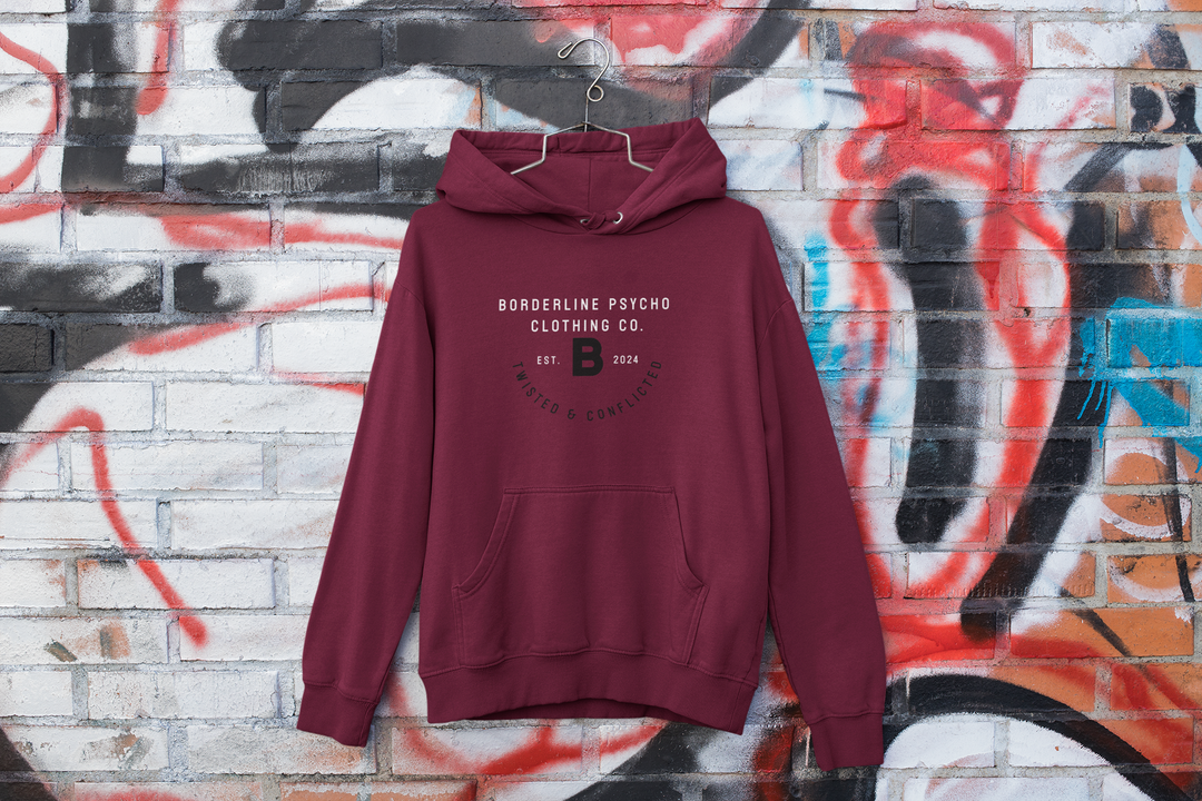 Borderline Psycho Hooded Sweatshirt - Unisex - Black/White Logo