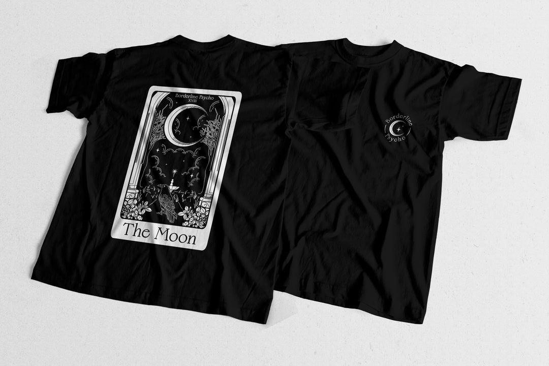 Borderline Psycho Black T-Shirt Unisex - The Moon Tarot