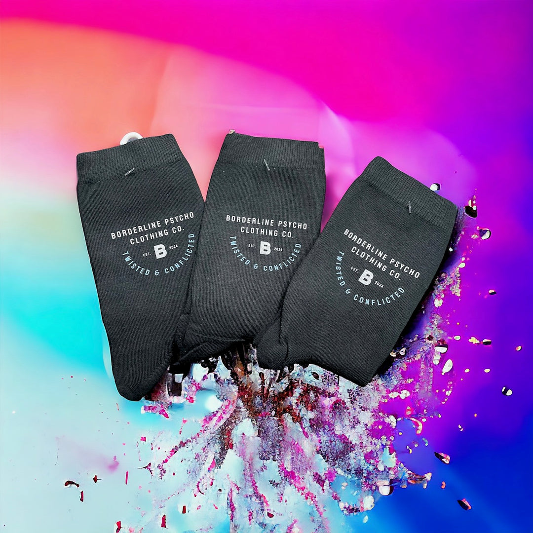 Borderline Psycho Socks - Black